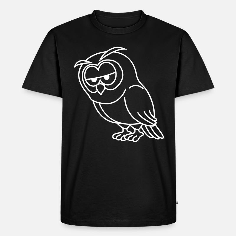 Eule Comic - Männer Premium Bio T-Shirt - Schwarz