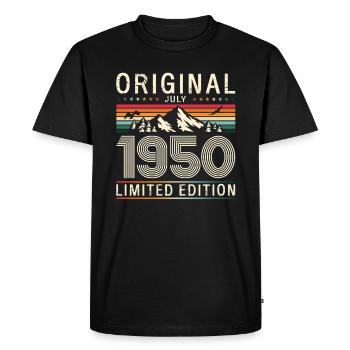 75ème Anniversaire Original Juillet Millésime 1950 - T-shirt Premium bio Homme - noir - Devant - Nico (187cm)