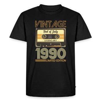 35ème anniversaire cadeau mari cassette juillet 1990 - T-shirt Premium bio Homme - noir - Devant - Nico (187cm)
