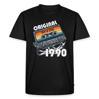 35ème anniversaire cadeau mari cassette juillet 1990 - T-shirt Premium bio Homme - noir - Devant - Nico (187cm)
