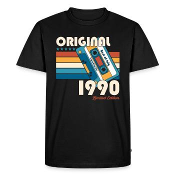 35ème anniversaire cadeau mari cassette juillet 1990 - T-shirt Premium bio Homme - noir - Devant - Nico (187cm)