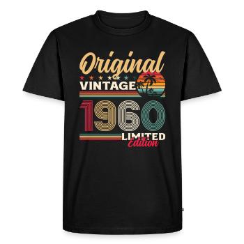 65ème Anniversaire Original Vintage 1960 - T-shirt Premium bio Homme - noir - Devant - Nico (187cm)