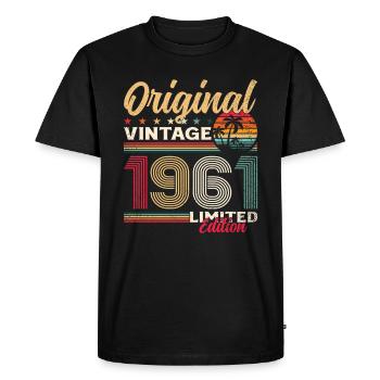 64th Birthday Original Vintage 1961 - Men's Premium Organic T-Shirt - black - Front - Nico (187cm)