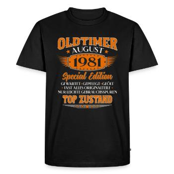 44ème Anniversaire Oldtimer Août Millésime 1981 - T-shirt Premium bio Homme - noir - Devant - Nico (187cm)