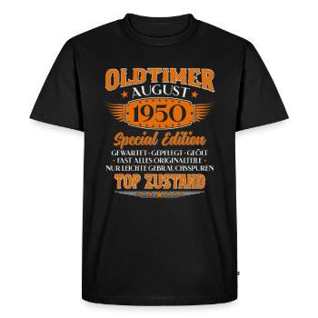 75ème Anniversaire Oldtimer Août Vintage 1950 - T-shirt Premium bio Homme - noir - Devant - Nico (187cm)