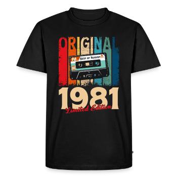 Cassette du 44e anniversaire août 1981 - T-shirt Premium bio Homme - noir - Devant - Nico (187cm)