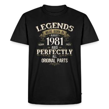 44e anniversaire Légende August Né en 1981 - T-shirt Premium bio Homme - noir - Devant - Nico (187cm)