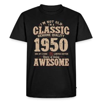 75ème Anniversaire Original Vintage 1950 - T-shirt Premium bio Homme - noir - Devant - Nico (187cm)
