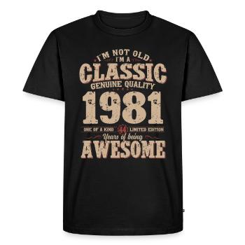 44ème Anniversaire Original Vintage 1981 - T-shirt Premium bio Homme - noir - Devant - Nico (187cm)