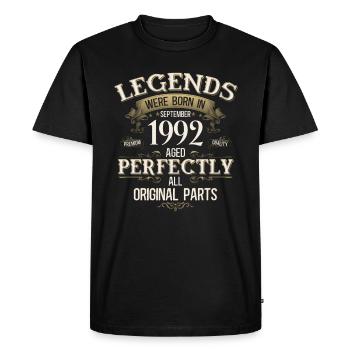 33rd Birthday Gift Legend September 1992 - Men's Premium Organic T-Shirt - black - Front - Nico (187cm)