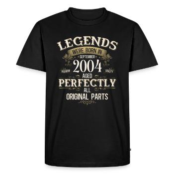 Cadeau 21ème Anniversaire Légende Septembre 2004 - T-shirt Premium bio Homme - noir - Devant - Nico (187cm)