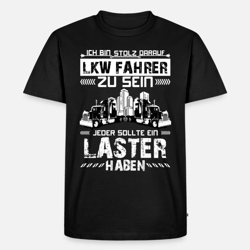 Trucker 04 - Männer Premium Bio T-Shirt - Schwarz