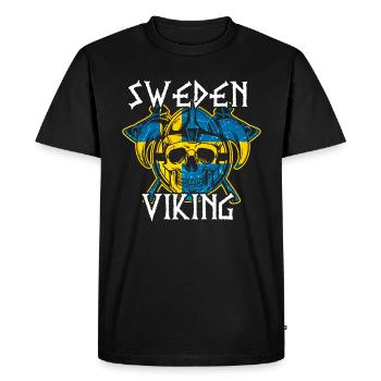 Schweden Sverige Wikinger Flagge Skandinavie - Männer Premium Bio T-Shirt - Schwarz - Vorne - Nico (187cm)
