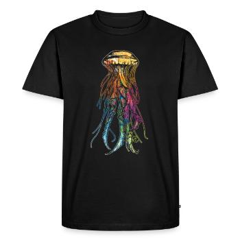 Jellyfish colorful - Men's Premium Organic T-Shirt - black - Front - Nico (187cm)