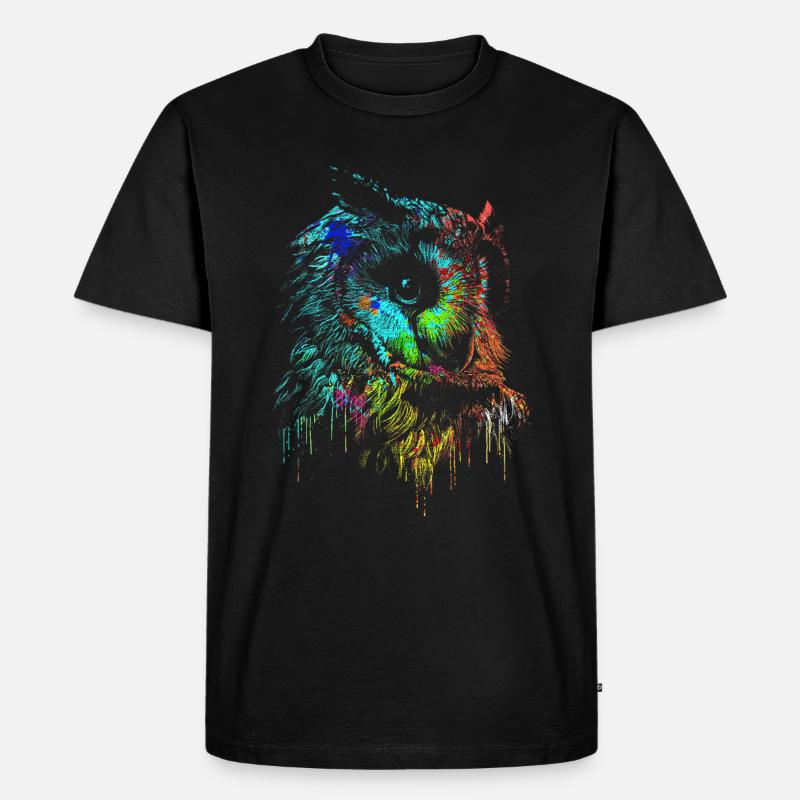Eule - Männer Premium Bio T-Shirt - Schwarz