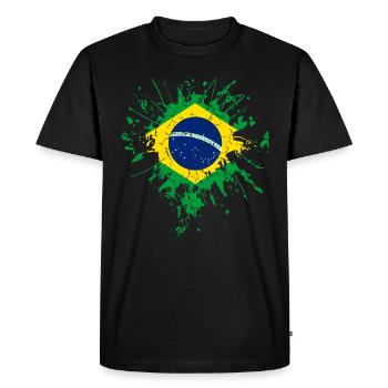 Brazil flag flag - Men's Premium Organic T-Shirt - black - Front - Nico (187cm)
