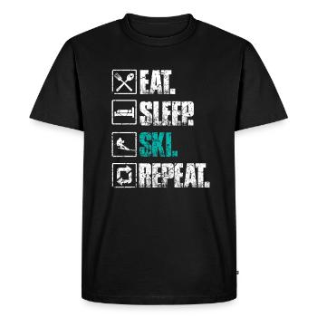 Eat Sleep Ski Repeat - Men's Premium Organic T-Shirt - black - Front - Nico (187cm)