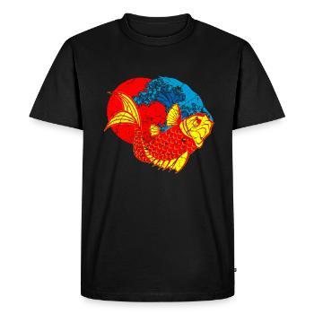 Koi Poisson Japon Art japonais - T-shirt Premium bio Homme - noir - Devant - Nico (187cm)