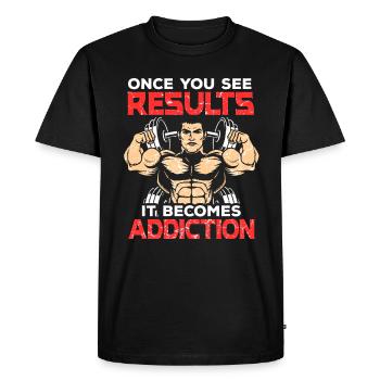 Gym Fitness Musculation Musculation Musculation - T-shirt Premium bio Homme - noir - Devant - Nico (187cm)