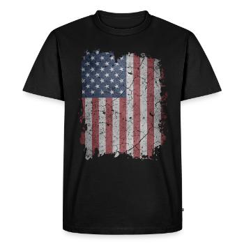 USA Amérique Drapeau - T-shirt Premium bio Homme - noir - Devant - Nico (187cm)