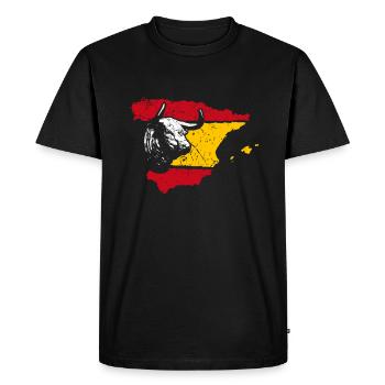 Drapeau Espagne avec taureau - T-shirt Premium bio Homme - noir - Devant - Nico (187cm)