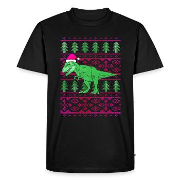 Funny Santa T-Rex - T-shirt Premium bio Homme - noir - Devant - Nico (187cm)