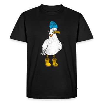 Mouette de marin drôle - T-shirt Premium bio Homme - noir - Devant - Nico (187cm)