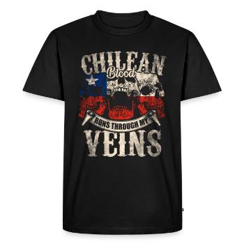 Chilean blood flows through my veins - Men's Premium Organic T-Shirt - black - Front - Nico (187cm)