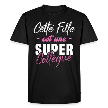 Cette fille est une super Collègue - T-shirt Premium bio Homme - noir - Devant - Nico (187cm)