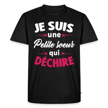 Je Suis Une Petite soeur Qui Déchire - T-shirt Premium bio Homme - noir - Devant - Nico (187cm)