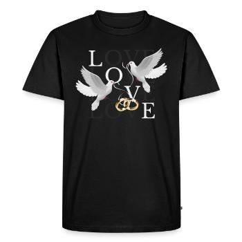 Love Pigeon Rings Wedding Rings Wedding Couple Marriage - T-shirt Premium bio Homme - noir - Devant - Nico (187cm)