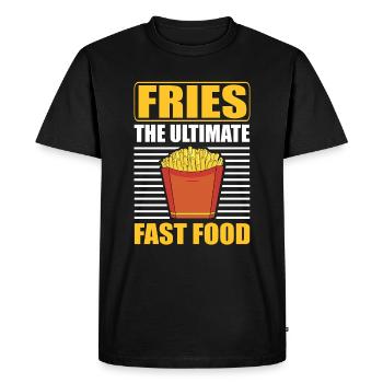 Sac à frites Funny Fries Le fast-food ultime - T-shirt Premium bio Homme - noir - Devant - Nico (187cm)