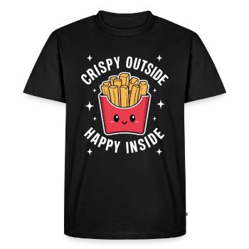 Sac à frites croustillant à l’extérieur Heureux à l’intérieur - T-shirt Premium bio Homme - noir - Devant - Nico (187cm)