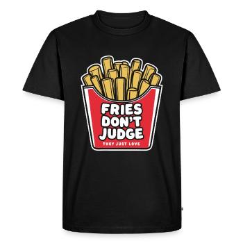 Les frites ne jugent pas, elles aiment tout simplement - Pommes Tüte - T-shirt Premium bio Homme - noir - Devant - Nico (187cm)