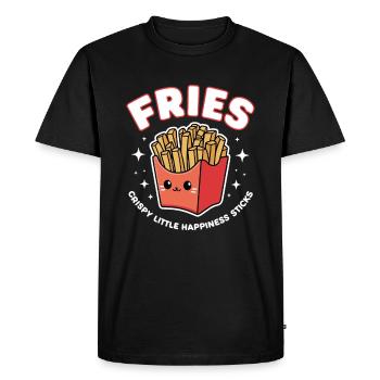 Frites, bâtonnets de pommes de terre, restauration rapide - T-shirt Premium bio Homme - noir - Devant - Nico (187cm)