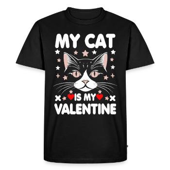 Mon chat est mon Valentin - T-shirt Premium bio Homme - noir - Devant - Nico (187cm)