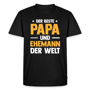 Meilleur papa et mari Fête des hommes Fête des pères - T-shirt Premium bio Homme - noir - Devant - Nico (187cm)