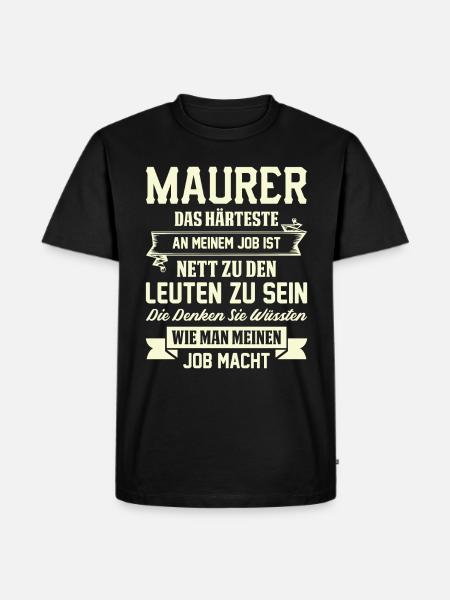 Maurer - Männer Premium Bio T-Shirt - Schwarz