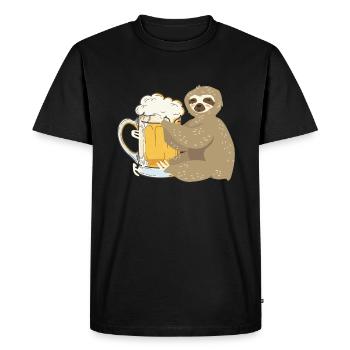 Sloth Hugs Beer Stein - Chill - Witzig - Party - Men's Premium Organic T-Shirt - black - Front - Nico (187cm)