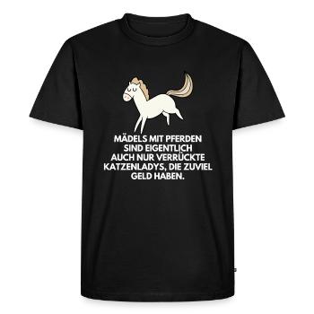 Fou de chats de l’argent chevaux hobby équitation - T-shirt Premium bio Homme - noir - Devant - Nico (187cm)