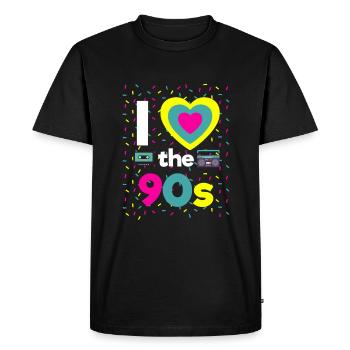 I Love the 90s retro theme party nineties 90s - Men's Premium Organic T-Shirt - black - Front - Nico (187cm)