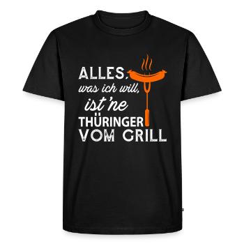 Thuringian grilled grill sausage grilled sausage - Men's Premium Organic T-Shirt - black - Front - Nico (187cm)