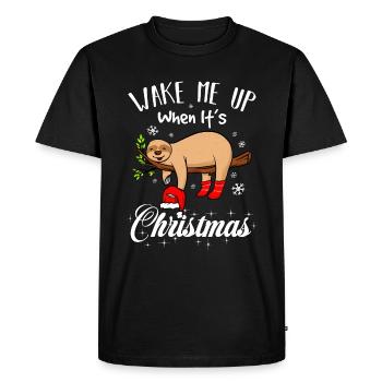 Réveille-moi Quand Noël Est Paresseux Chemise - T-shirt Premium bio Homme - noir - Devant - Nico (187cm)