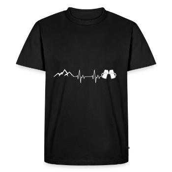 Mountains beer heartbeat beer mug hiking mountaineers - Men's Premium Organic T-Shirt - black - Front - Nico (187cm)