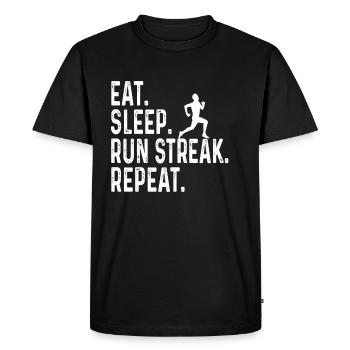 Eat Sleep Run Streak Repeat Funny Runner - Men's Premium Organic T-Shirt - black - Front - Nico (187cm)
