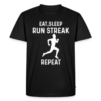 Eat Sleep Run Streak Repeat Funny Runner - Men's Premium Organic T-Shirt - black - Front - Nico (187cm)