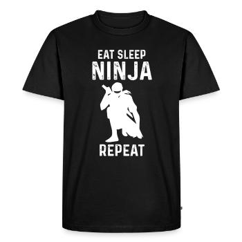 Mangez sommeil répétition de karaté ninja - T-shirt Premium bio Homme - noir - Devant - Nico (187cm)