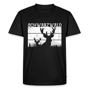 Forêt-Noire Nature Cerf Sapin - T-shirt Premium bio Homme - noir - Devant - Nico (187cm)