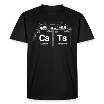 Funny cat chemist biologist cat lover - Men's Premium Organic T-Shirt - black - Front - Nico (187cm)