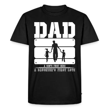 Dad a Son's First Hero! A daughter's first love - Men's Premium Organic T-Shirt - black - Front - Nico (187cm)